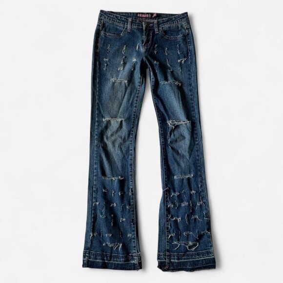 Vintage Bubblegum Distressed Low Rise Flare Jeans - Picture 5 of 8